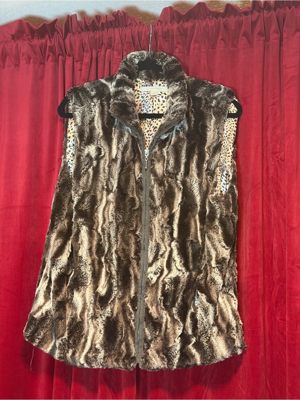 Erin London Faux Fur Brown Zip-Front Vest - Women